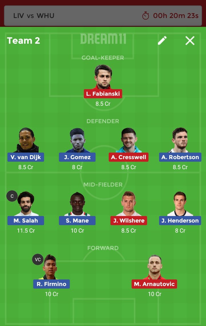Dream11Kings3's tweet photo. #LIVvsWHU https://t.co/sKKInfL2ph