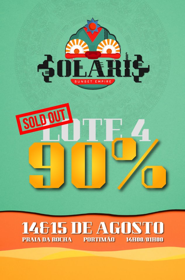 SolarisSunset's tweet photo. 〰 Estamos em contagem decrescente para o #SolarisSunsetEmpire e o 4.º lote já está a 90%! 🌅🎶🔜

Evita filas de espera e compra JÁ. As bilheteiras abrem ao 12h! 👉 https://t.co/LMBBemysmZ 😱

#Solaris #PraiaDaRocha #VisitAlgarve #Algarve #Portimão #BeachFestival #ZonaVIP https://t.co/ybN1tRKEDn