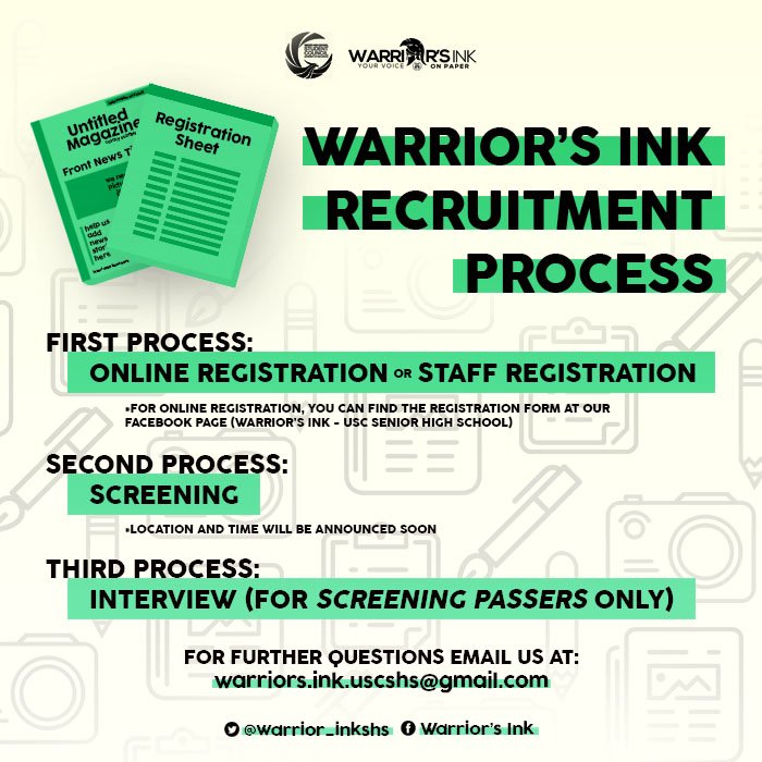 warrior_inkshs's tweet photo. The road to being part of the Warrior’s Ink staff is now REVEALED. We look forward to your participation and we can’t wait to have you onboard!
Registration ends this Wednesday!
#InkCited
#JoinWarriorsInk https://t.co/sKxVlYN5cJ