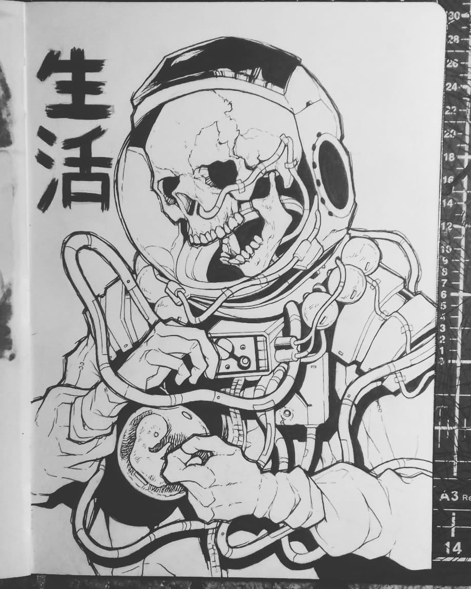 Redrew an old sketchbook drawing from 2016, i think ive improved which is a good sign