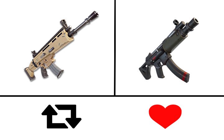 ¿Cual de estas dos armas te gusta más? ¡Vota por tu favorita! #Fortnite⁠ ⁠