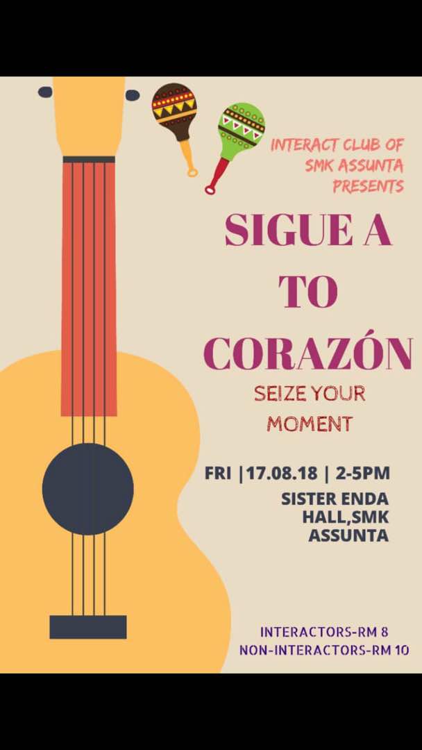 ICSMKA's tweet image. Hola a todos! Hello everybody!! 🌻
The Interact Club of SMK Assunta proudly presents to you our annual installation for the term 18/19 themed 
Coco: Sigue a tu corazón
🌺 Seize Your Moment 🌺
which translates to 'Follow your heart'
Register through the link in our bio! :)
