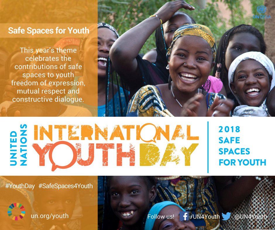 Happy International #YouthDay! 🎉🎉🎉
This year, let's celebrate the contribution of #SafeSpaces4Youth to youth engagement &amp; empowerment! 👧👦
More here ▶ bit.ly/2wFhZWg
#SDG11