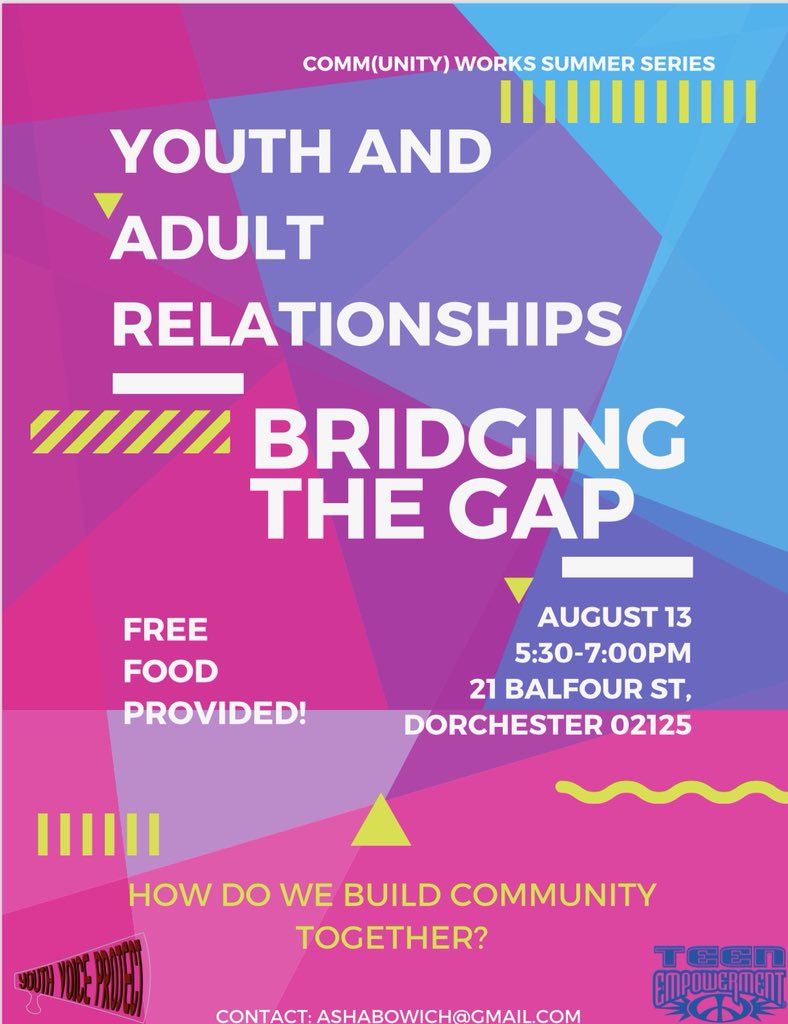 TOMORROW // 5:30-7:00 // COMMUNITY BUILDING // ALL AGES // FREE FOOD // 21 Balfour St, Dorchester #youth #adult #boston #dorchester #community