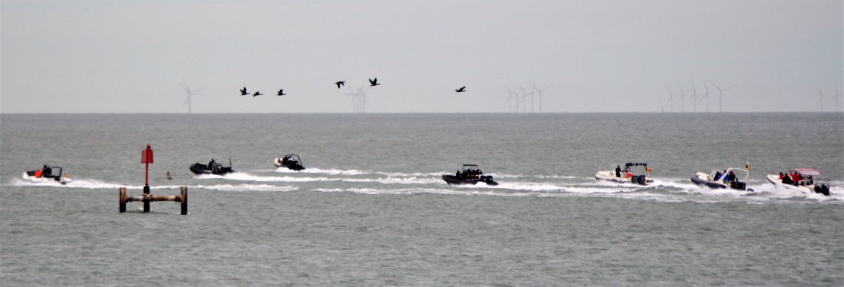 EyeDealKent's tweet image. A mass of motor boats passing Deal seafront today