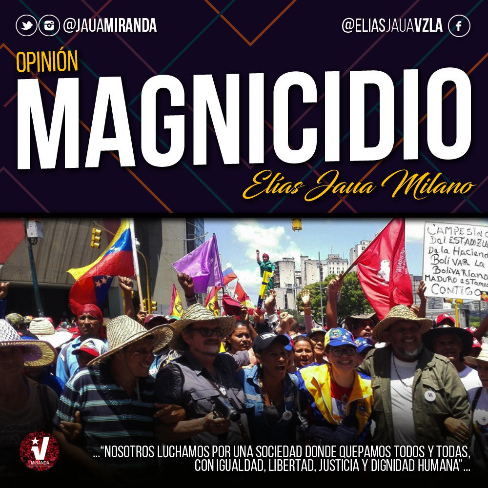 MAGNICIDIO | El magnicidio es la muerte por métodos violentos de una persona que detenta un cargo de poder político. <a href="/NicolasMaduro/">Nicolás Maduro</a> <a href="/JauaMiranda/">Elías Jaua</a> (Leer+) ⏩  bit.ly/2w2GXei #JuventudPorLaPaz