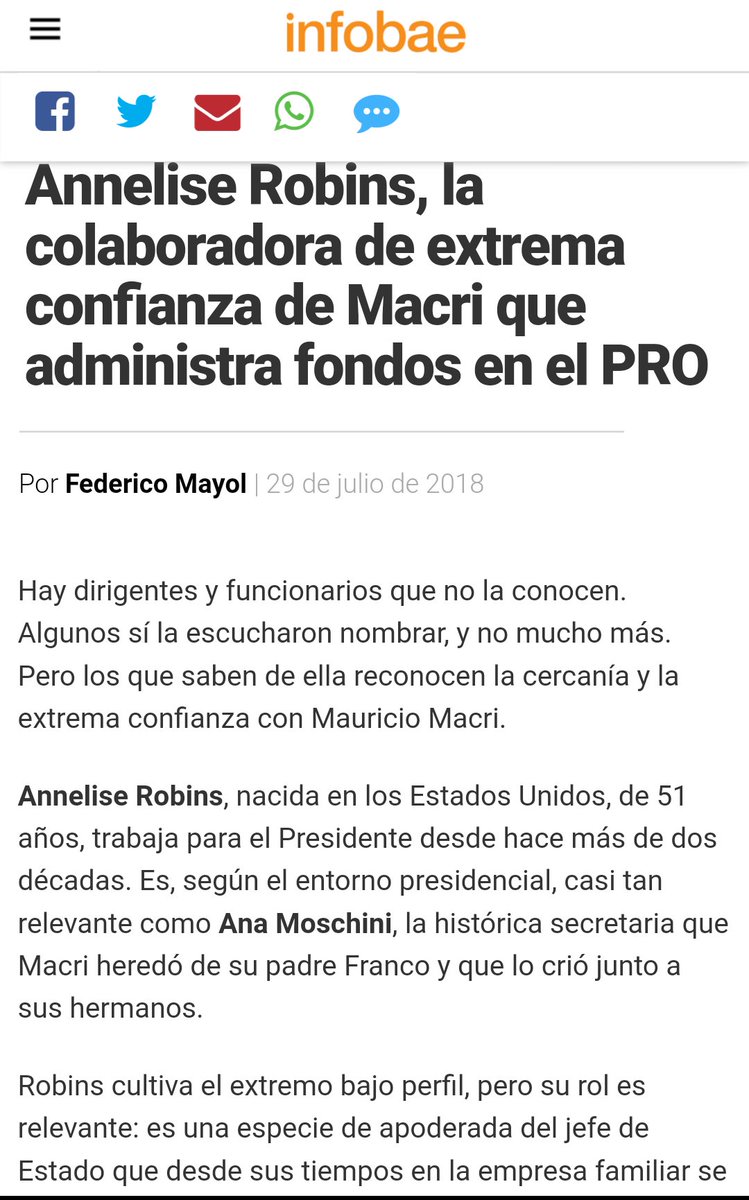 lamasmoron's tweet photo. @CFKArgentina @mauriciomacri haa, no se olviden de las #BovedasPRO que denunció en Infobae la principal colaboradora de Mauricio, Annalise Robins.. bye bye https://t.co/XZFOFYdMsB