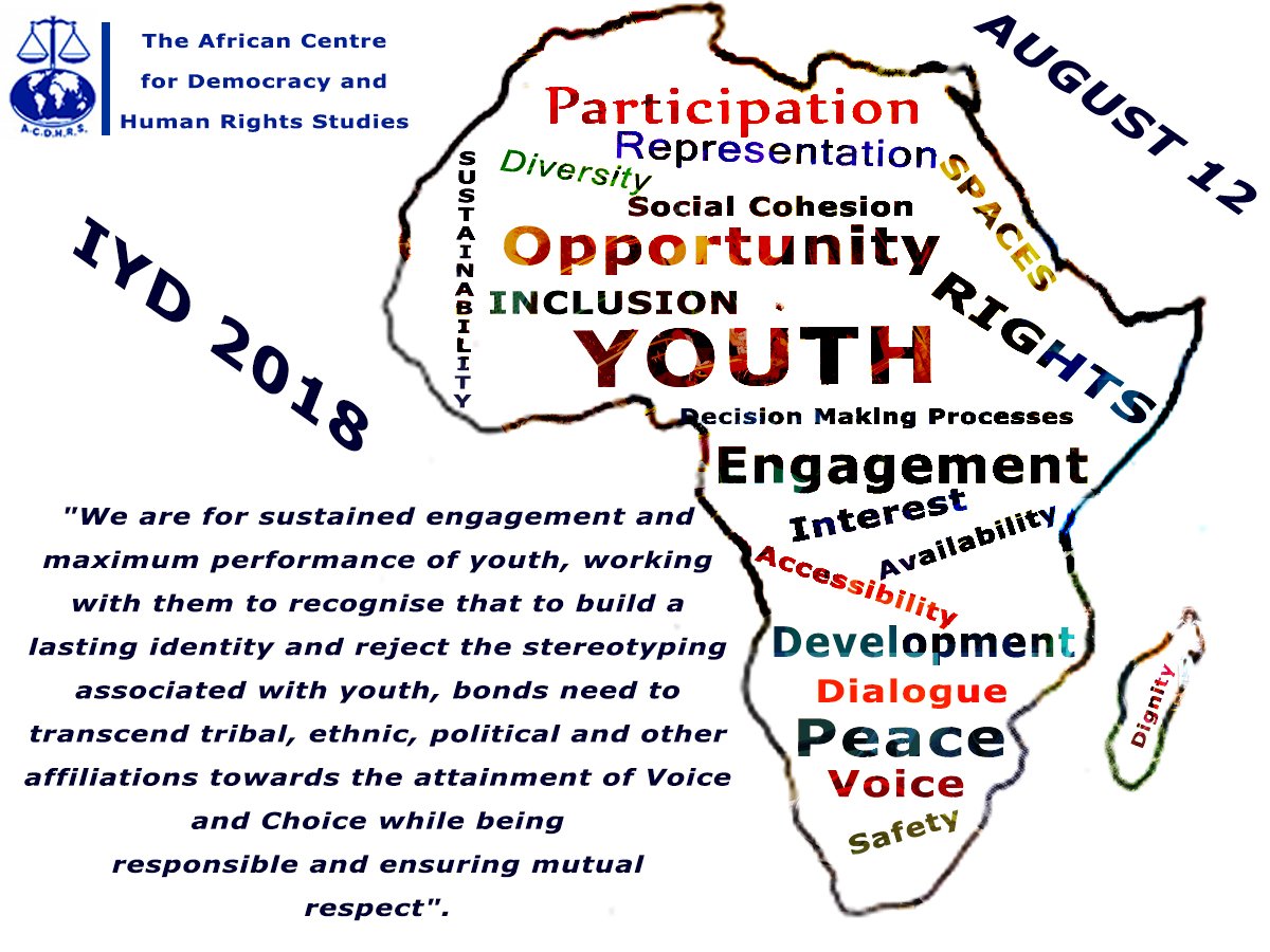 AcdhrsOrg's tweet image. We are for sustained engagement and maximum performance of youth, working with them to recognise that to build a lasting identity &amp;amp; reject the stereotyping associated with youth, bonds need to transcend tribal... #IYD2018 #SafeSpaces4Youth #AU #UN #EU #Africa #HumanRights #Youth
