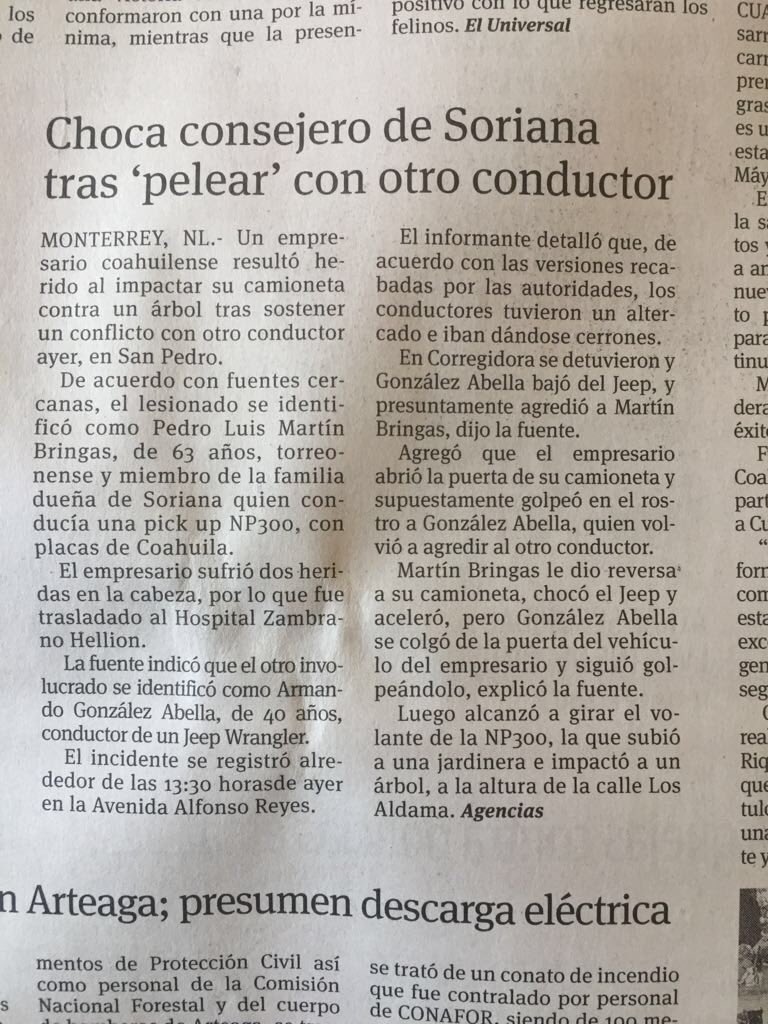 LaloCastillo512's tweet photo. El conocido y prepotente  @Pedroluismartin socio de @TiendaSoriana arma escándalo. @vanguardiamx saca pequeña nota y @torreon (el Siglo) calla. Así está el cochupo de la prensa vendida a los burgueses. Fuera un albañil le dan la primera de policíacas. https://t.co/5x1pgxdbiY