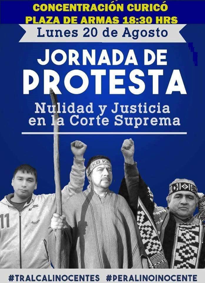 MagdaChikawal's tweet photo. Jornada de protesta #CasoLuchsingerMackay
Exigimos Nulidad y un juicio justo para José Tralcal, Luis Tralcal y José Peralino
#peralinoinocente 
#tralcalinocentes 
#juiciojusto https://t.co/ILi9qfhX34