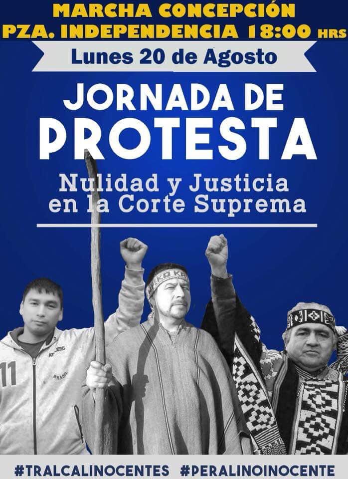 MagdaChikawal's tweet photo. Jornada de protesta #CasoLuchsingerMackay
Exigimos Nulidad y un juicio justo para José Tralcal, Luis Tralcal y José Peralino
#peralinoinocente 
#tralcalinocentes 
#juiciojusto https://t.co/ILi9qfhX34