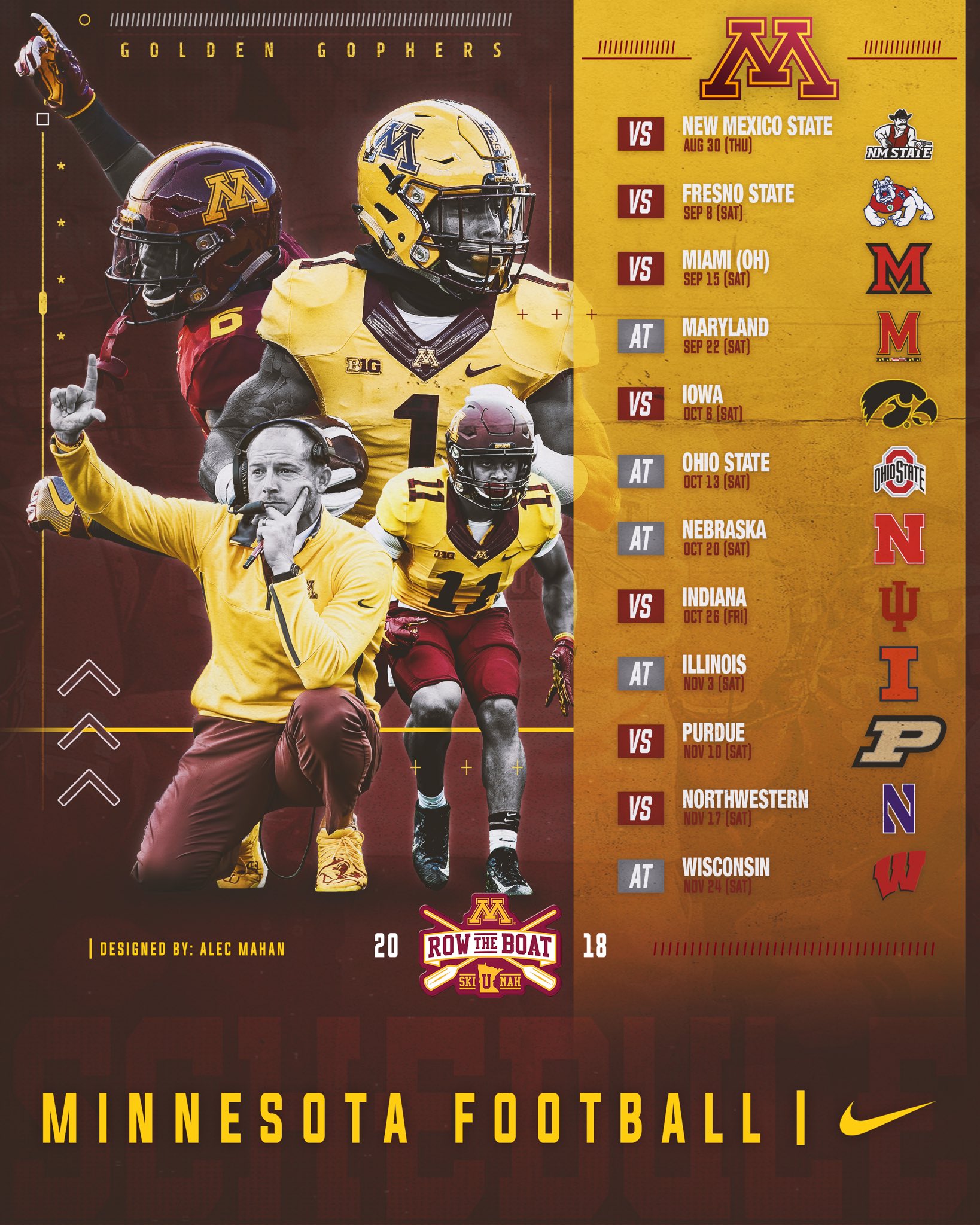 Gopher Football Schedule 2022 Alec Mahan On Twitter: "University Of Minnesota 2018 Football Schedule @ Gopherfootball - #Ncaa #Football #Gophers #Minnesota #Sportsedit #Design  #Minnesotagophers Https://T.co/Zrujbr0Dyy" / Twitter