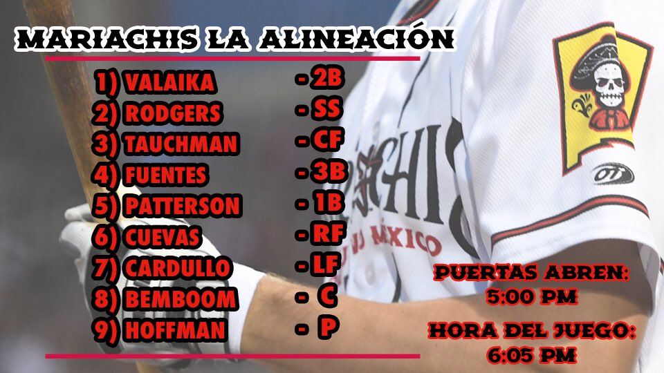 MariachisNM's tweet photo. La Alineación para Los Mariachis de Nuevo México.

#MiLBesDivertido https://t.co/u46zuStPnt