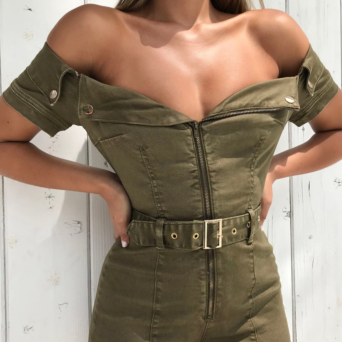 oh polly khaki playsuit