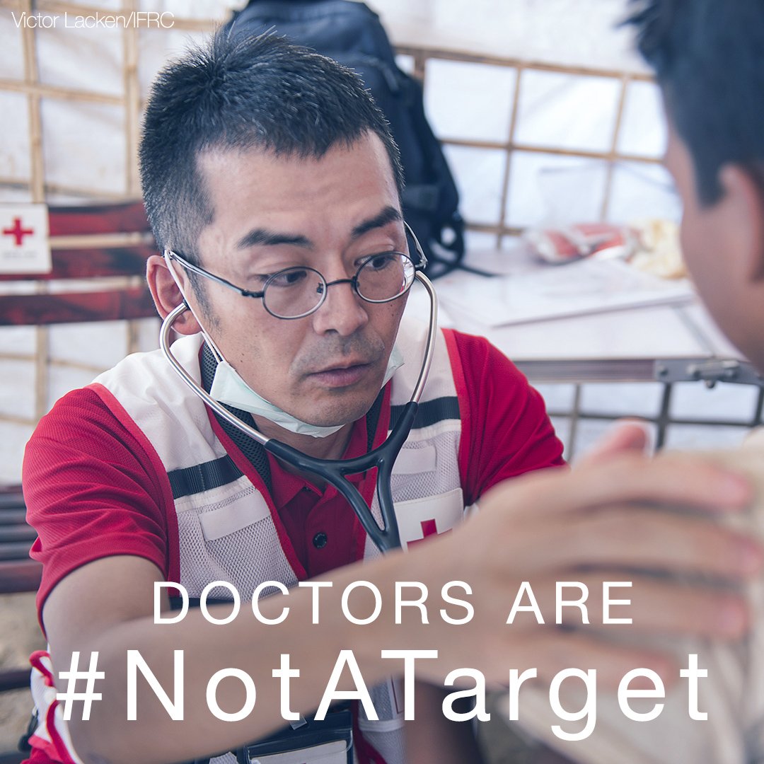 Even wars have rules.  When #RedCross #RedCrescent teams are prevented from delivering aid, people in need suffer most. They are #NotATarget. Worldhumanitarianday.org <a href="/RedCross/">American Red Cross</a>