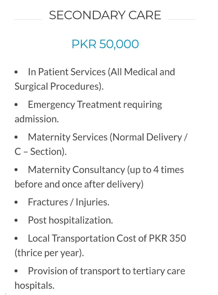SaniaaAshiq's tweet photo. @AfshanMasab @MaryamNSharif Secondary care up to 50,000 also included in insurance. https://t.co/OYYuwvpDQn