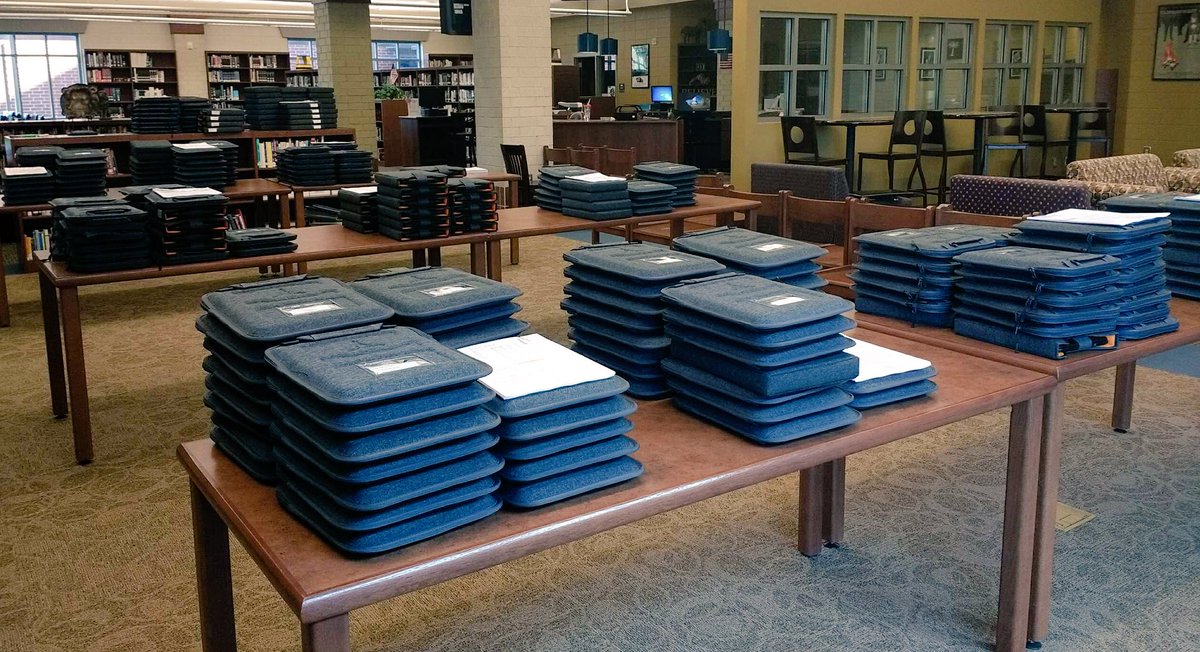 DWDanielHigh's tweet photo. Freshmen Chromebooks are ready for their new students!  9th graders will get them in homeroom tomorrow (as long as you’ve paid the tech fee). #newschoolyear #readyforourstudents #onedaniel https://t.co/4bSdf7Gt8o
