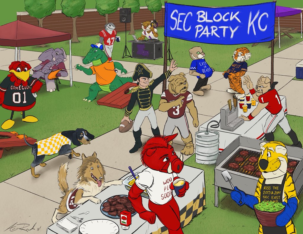 SECBlockPartyKC's tweet photo. #SECBlockPartyKC starts Sat. 25th 3PM with 🍻’s compliments @kctigerclub &amp; others WSL
Raffles for SEC Champ Game, home SEC Mizzou games (SC, Ken, Van, Ark), SEC memorabilia silent auction, @SECNetwork giveaway, &amp; more!
Find your fan group and have great fun!
All SEC fans welcome! https://t.co/8ZKj60jvl1