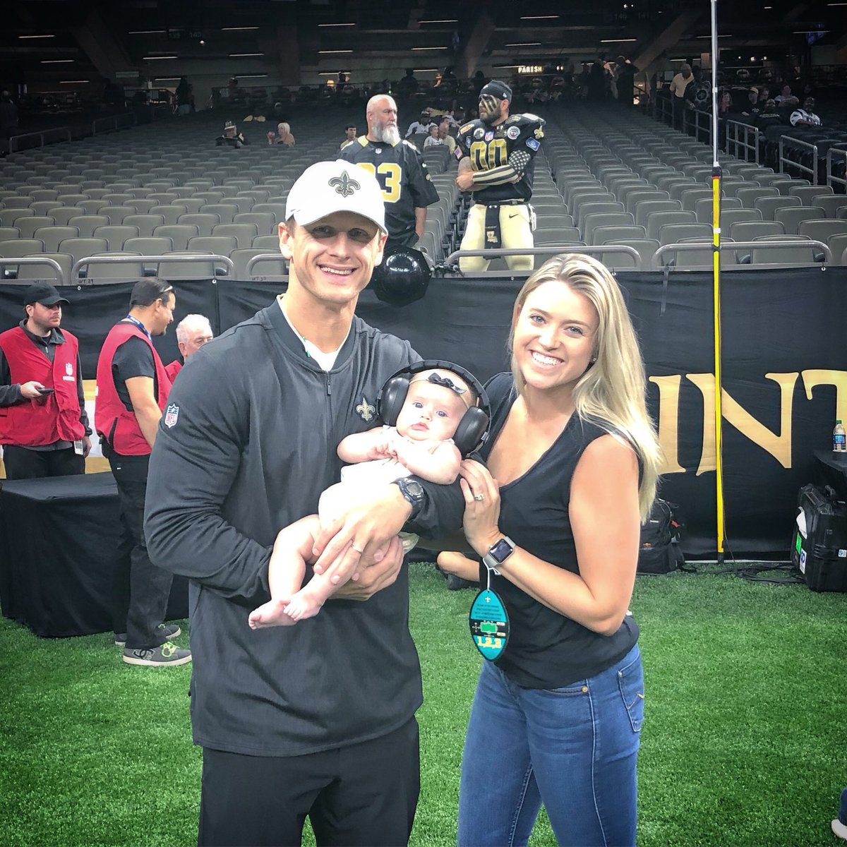 S did great cheerin on her dad at her first @Saints game!!