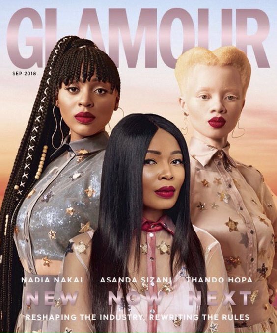 JaniceDeul's tweet photo. @GLAMOUR_sa Sept. '18 features rapper @nadia_nakai, @asandasizani, the magazine's new editor in chief (!!!) and albus model @thando_hopa. Love. Use the power of fashion and magazines to make society inclusive. #diversityrules #blackgirlmagic #septemberissues #beautyisdiverse https://t.co/2qx3USLGyu