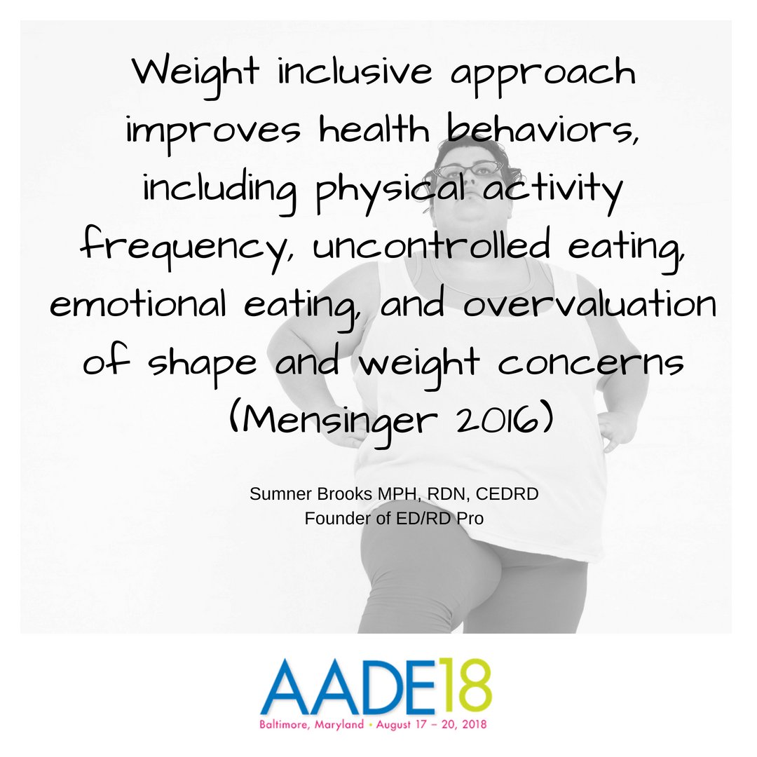 MindfulEatingRD's tweet photo. Sumner Brooks and Megrette Fletcher about how not to trigger disordered eating for people with diabetes. It is an amazing presentation!@intuitiveeatingRD #nondiet #nondietapproach #weightliberation #diabetes #HAES #Mindfuleating #AADE2018 https://t.co/ia2Sox8vJK