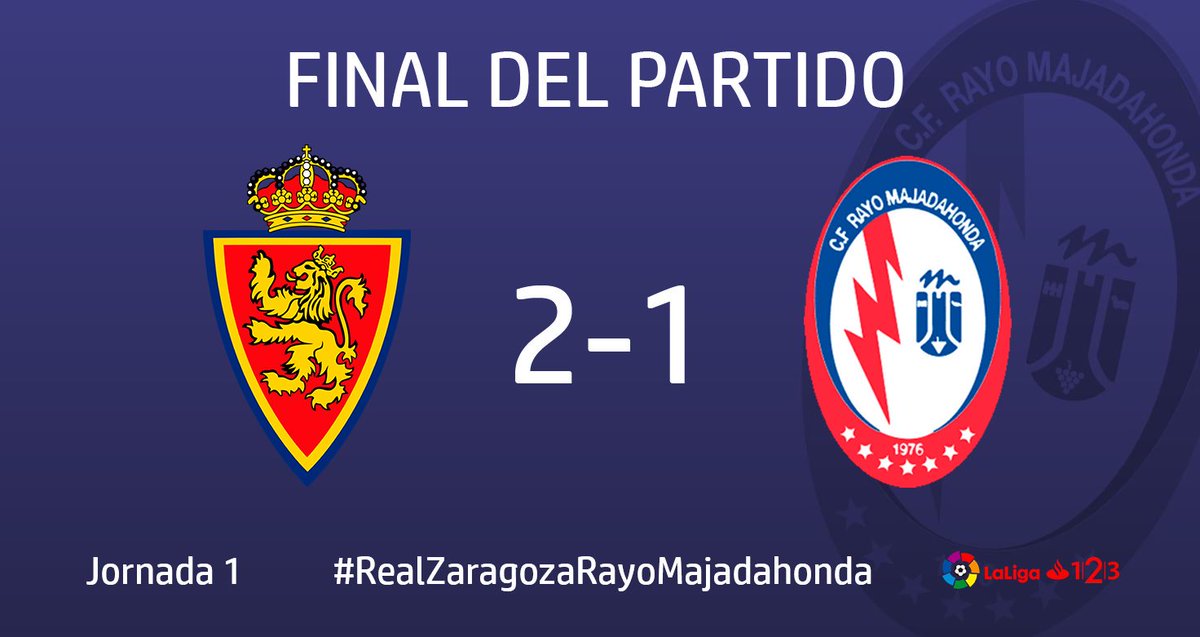 FINAL | 2-1 |  Final del partido en La Romareda. Se lleva el triunfo el equipo local en un histórico debut de los nuestros. ORGULLO.

#VamosMiRayo⚡