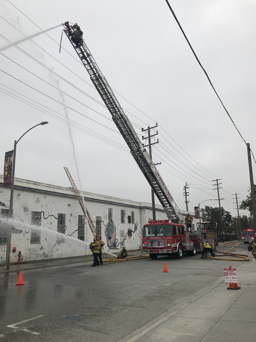 LAFDcentral's tweet photo. LAFD Task Force 1 and Task Force 12 spent their Saturday morning training on ladder pipe, portable monitor and pumping operations. #Firestation1 #Lincolnheights #Firestation12 #Highlandpark #Battalion2 #LAFDcentralbureau #LAFD 📷 BC Spence  8.18.18 https://t.co/4jsErHMdZL