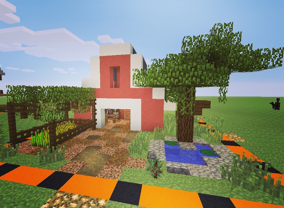 J4x Games On Twitter 1 Chunk Farm With Barn Minecraft Gaming