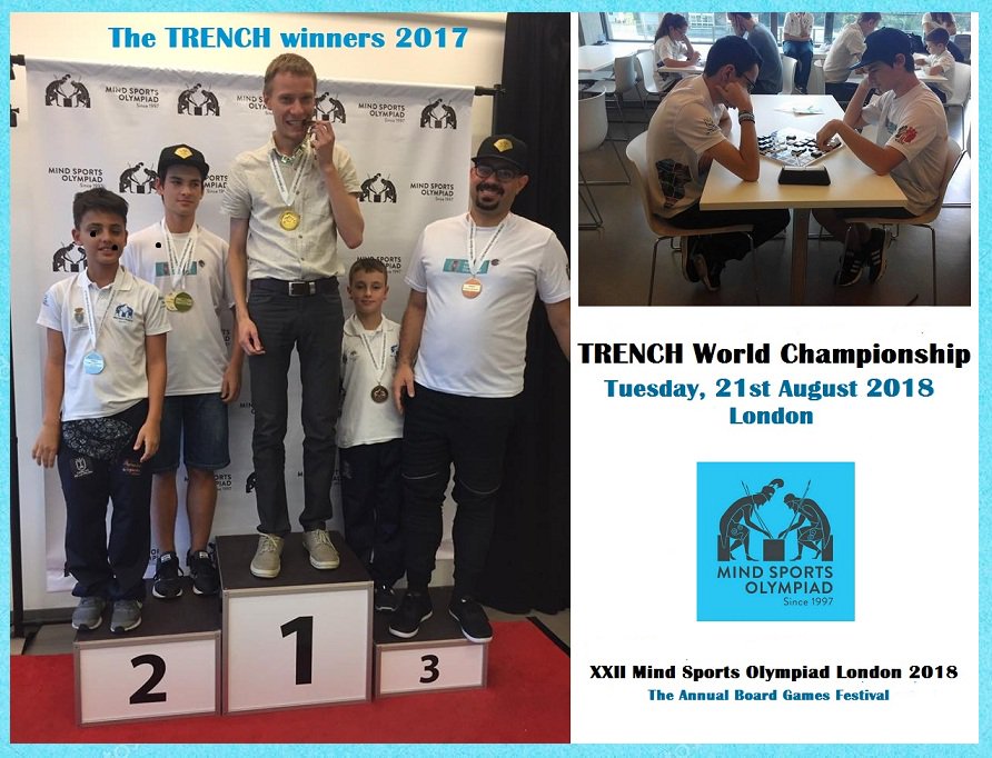 TRENCHESS1's tweet photo. #TRENCH World Championships will be streamed live at the #MindSportsOlympiad this year. You can watch the TRENCH WC live at the following links:
https://t.co/iONcpcsdsa
https://t.co/lhpul4SuDa
The TRENCH live transmission is on August 21st, 11:45 - 2:00 p.m. (GMT+1) London time https://t.co/GAKzYoGMSu