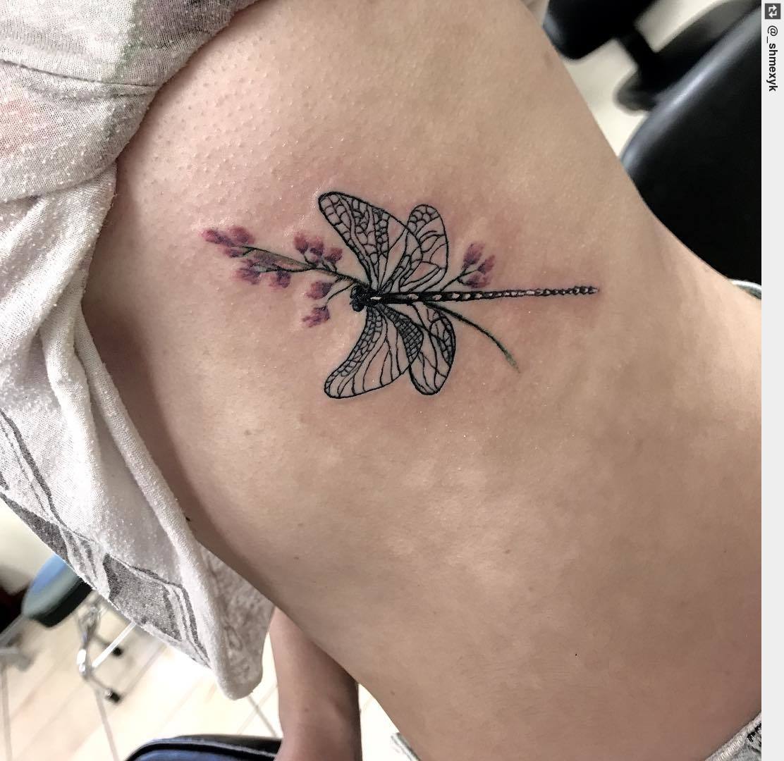 Insects are rad! Loved doing this dragon fly the other day. Super fun! . .  . . . . #dragonflytattoo #dragonfly #tattooed #sidetattoo, image size:1112x1080