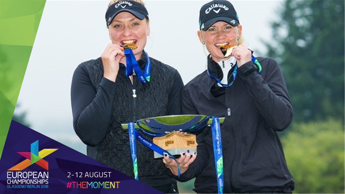 LETgolf's tweet photo. GOLD! 🥇 🇸🇪 

@CajsaPersson &amp; @lindawessberg from Sweden become the European champions in the Women’s Team Golf Championships. Superb performance! 👏 
@Euro_Champs @Glasgow2018 #TheMoment https://t.co/txpAX3kYOb