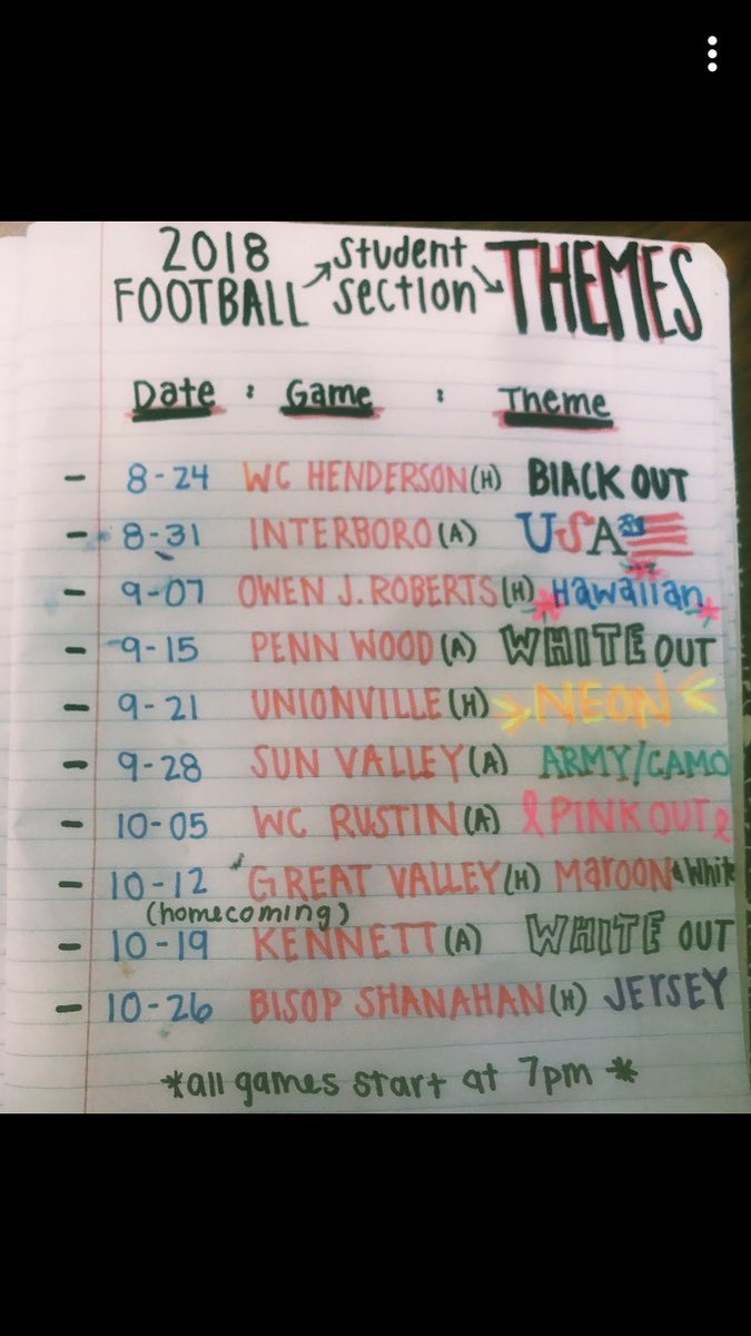 OZone_student's tweet photo. here are the themes for the student section this year! https://t.co/ZnzTsuycWA