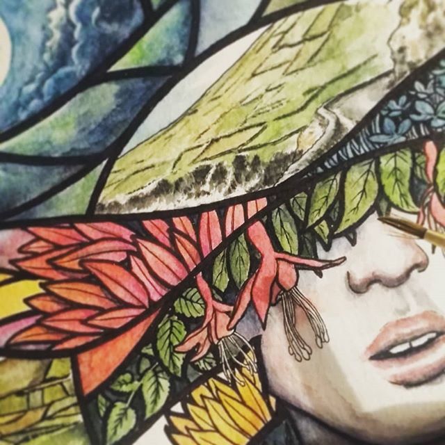 Fergal91's tweet photo. Boo. I'm alive, been working on a big colourful commission piece c:

#artwork #painting #watercolour #drawing #stainedglassart #illustration #arts #corkcity #irish #watercolor #ink https://t.co/fl8eUguXrx https://t.co/gKlfqt8o7Z