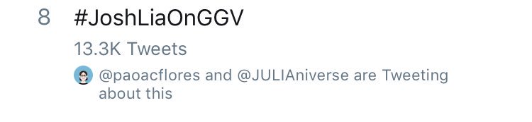 JoshLiaSquad's tweet photo. Keep tweeting! #JoshLiaOnGGV https://t.co/mp5BW82KRb