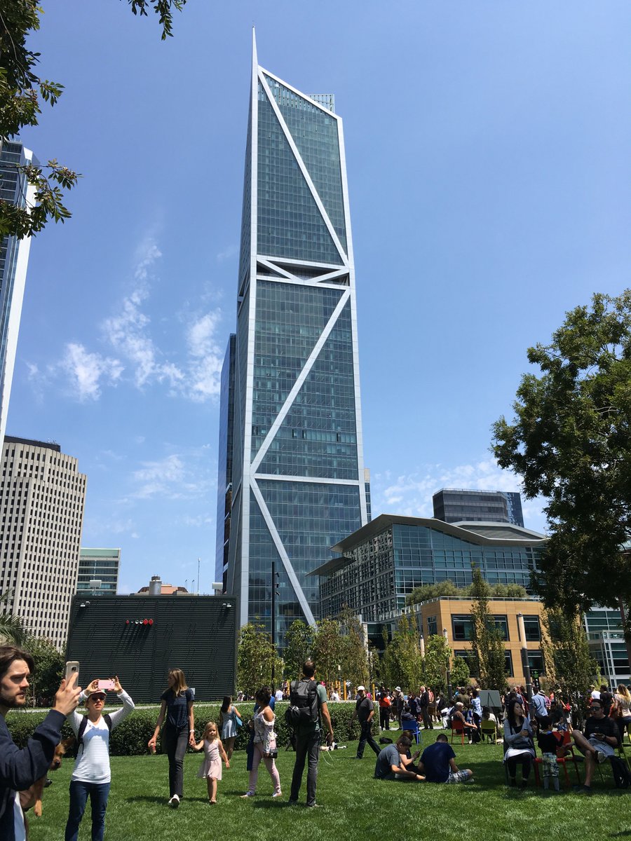 LevineArch's tweet photo. Had the pleasure of touring #SalesforceTransitCenter - amazing rooftop garden, #architecture for The City. Its lacy metal frame bisects the streets and has changed the #urban fabric of the area. #TransbayOpeningDay #SanFrancisco See more: https://t.co/2QVqYaYFMR https://t.co/eh13H3vrfS