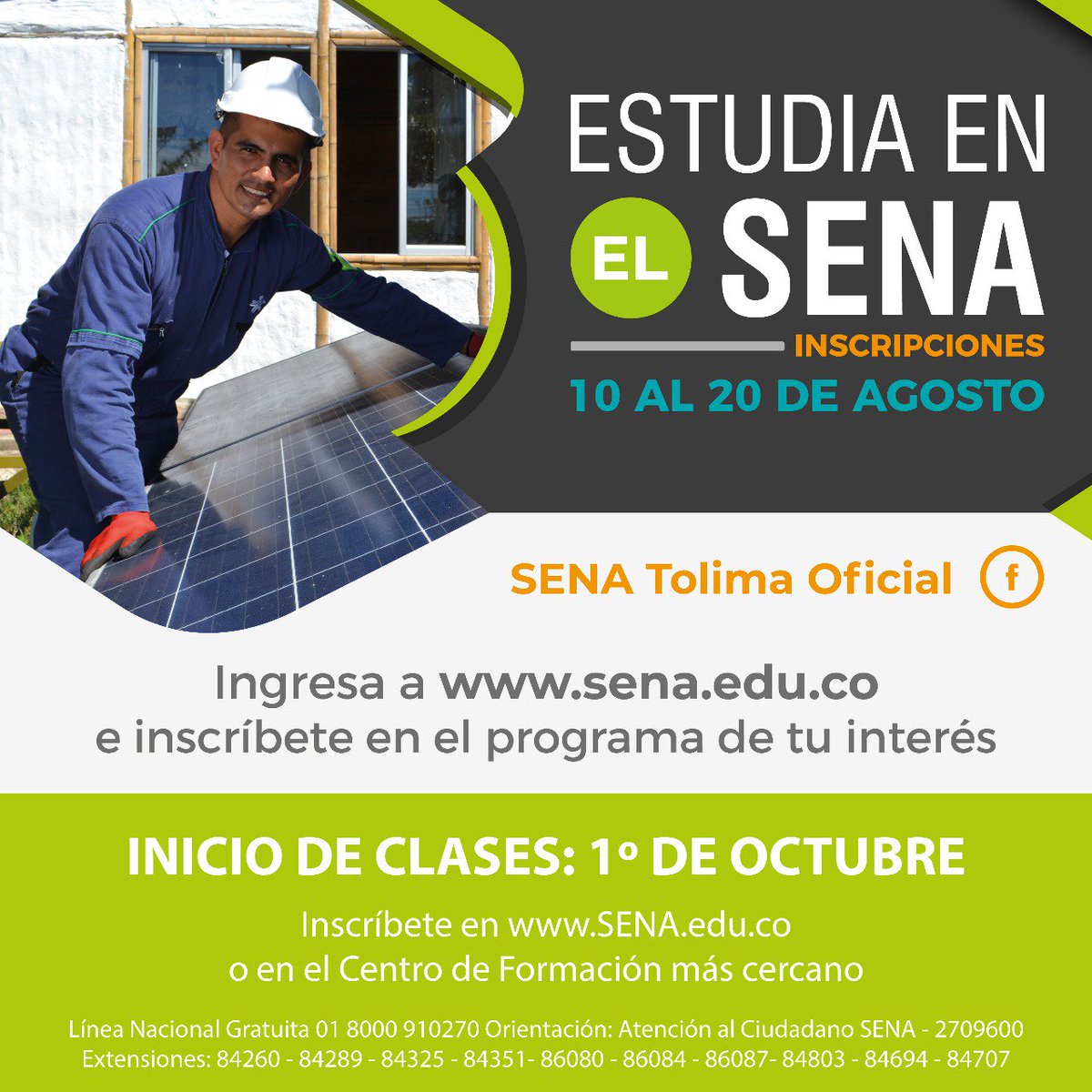 felixtriana's tweet photo. Recordemos que hasta el 20 de agosto a las 11:59 de la noche estan abiertas las inscripciones para estudiar en el SENA - Regional Tolima @EmilceChaparro @SENAComunica @NORMASALAZART https://t.co/EP4llRwuFF