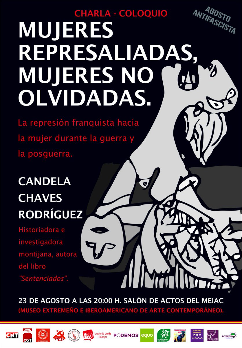 PodemosBadajoz's tweet photo. En Agosto los franquistas destrozaron Badajoz y en Agosto rendimos homenaje a las miles de personas que dieron su vida por la democracia. Asiste a las actividades del Agosto Antifascista de 2018. 👇🏽 https://t.co/zUosegIxXr