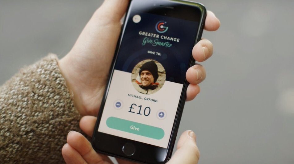 TJonesDesigner's tweet photo. I always want to help the homeless but never know how. People say “don’t give them money”, and I don’t carry cash anymore. I thought that an online platform might solve the problem, but @GreaterChangeUK beat me to it! #socialchange #designthinking https://t.co/Xb3KAqsVm8