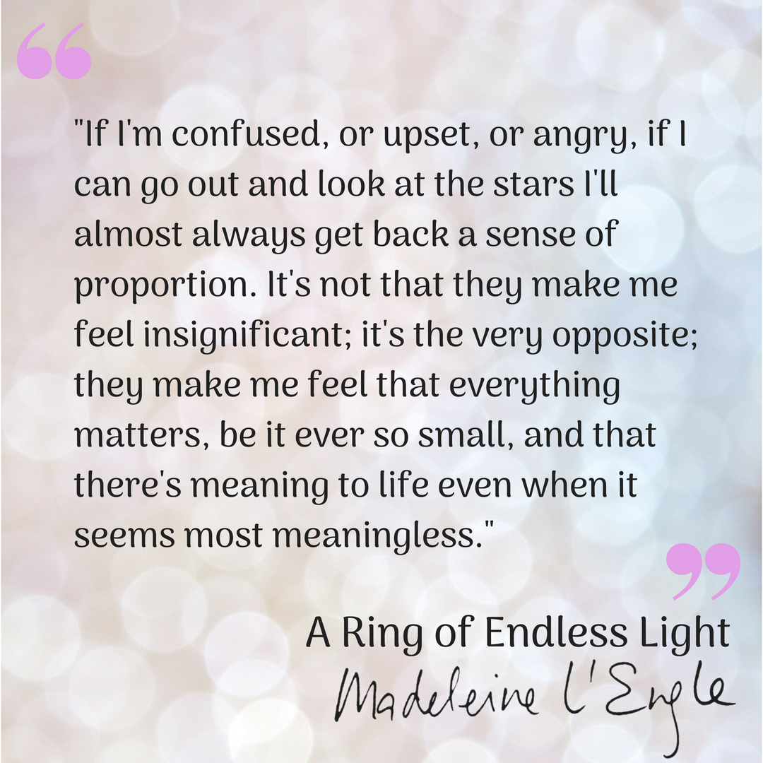 MadeleineLEngle's tweet photo. "If I'm confused, or upset, or angry, if I can go out and look at the stars I'll almost always get back a sense of proportion." Vicky Austin
#Perseids 
#ARingofEndlessLight https://t.co/pwAcCT2rPs