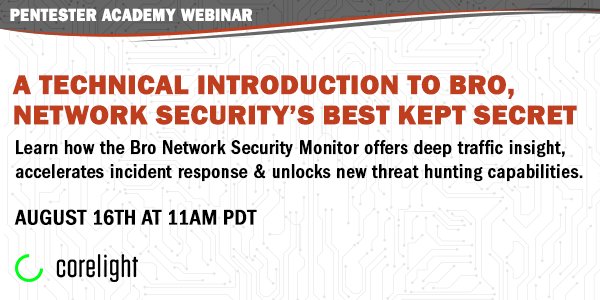 SecurityTube's tweet photo. Wondering what's the difference between #PCAP, #Netflow, DNS and Bro network logs? Register for the next #PAWebinar on August 16 with @Corelight: https://t.co/ylbEUVnA5r https://t.co/ggHtXnYaOS