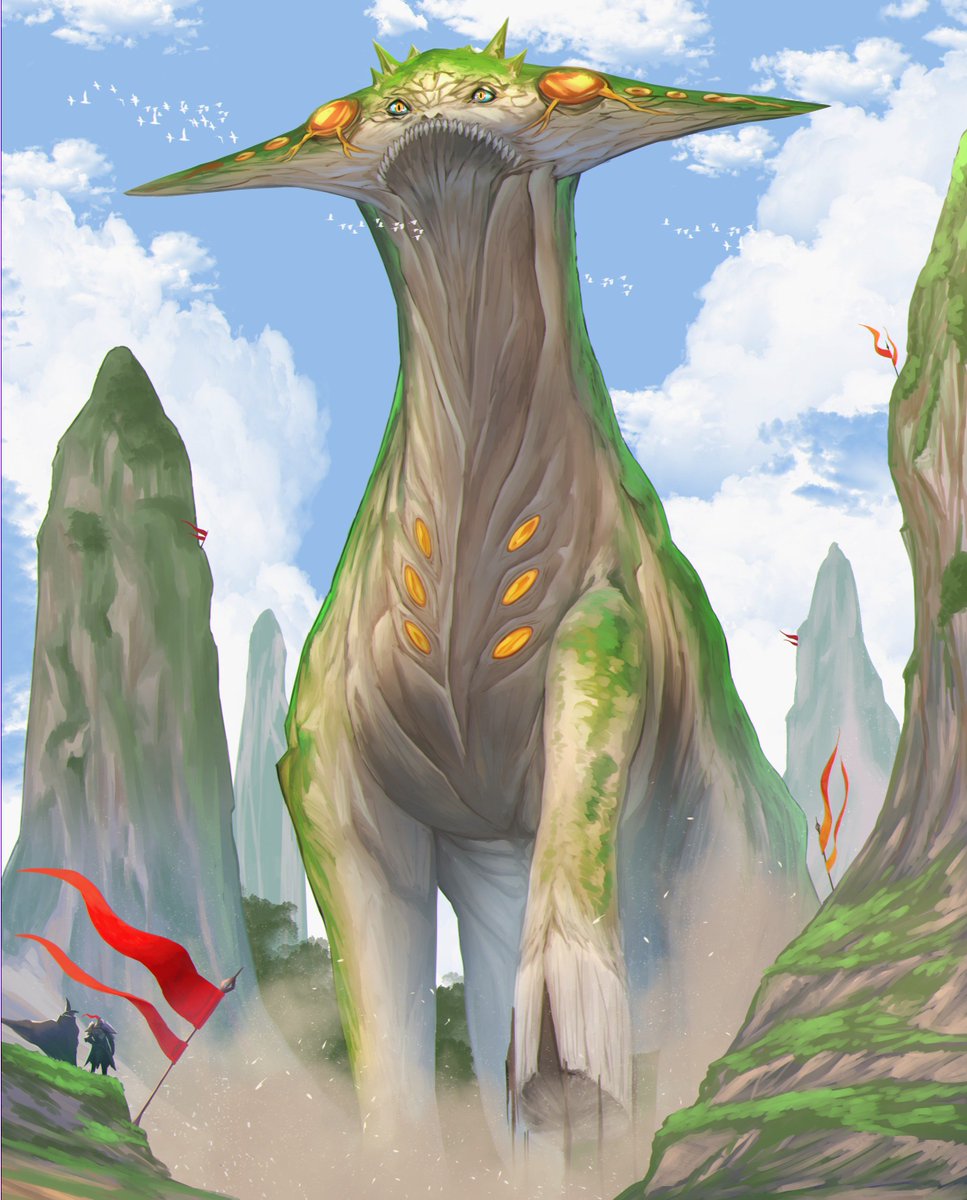 【超神獣オパール】
神代から生きる幻獣種。決して人々を襲わないおとなしい性格の生き物。ただし人が住む居住区を歩行した場合、甚大な被害が出るため全力で誘導してあげなくてはならない。 #創作 