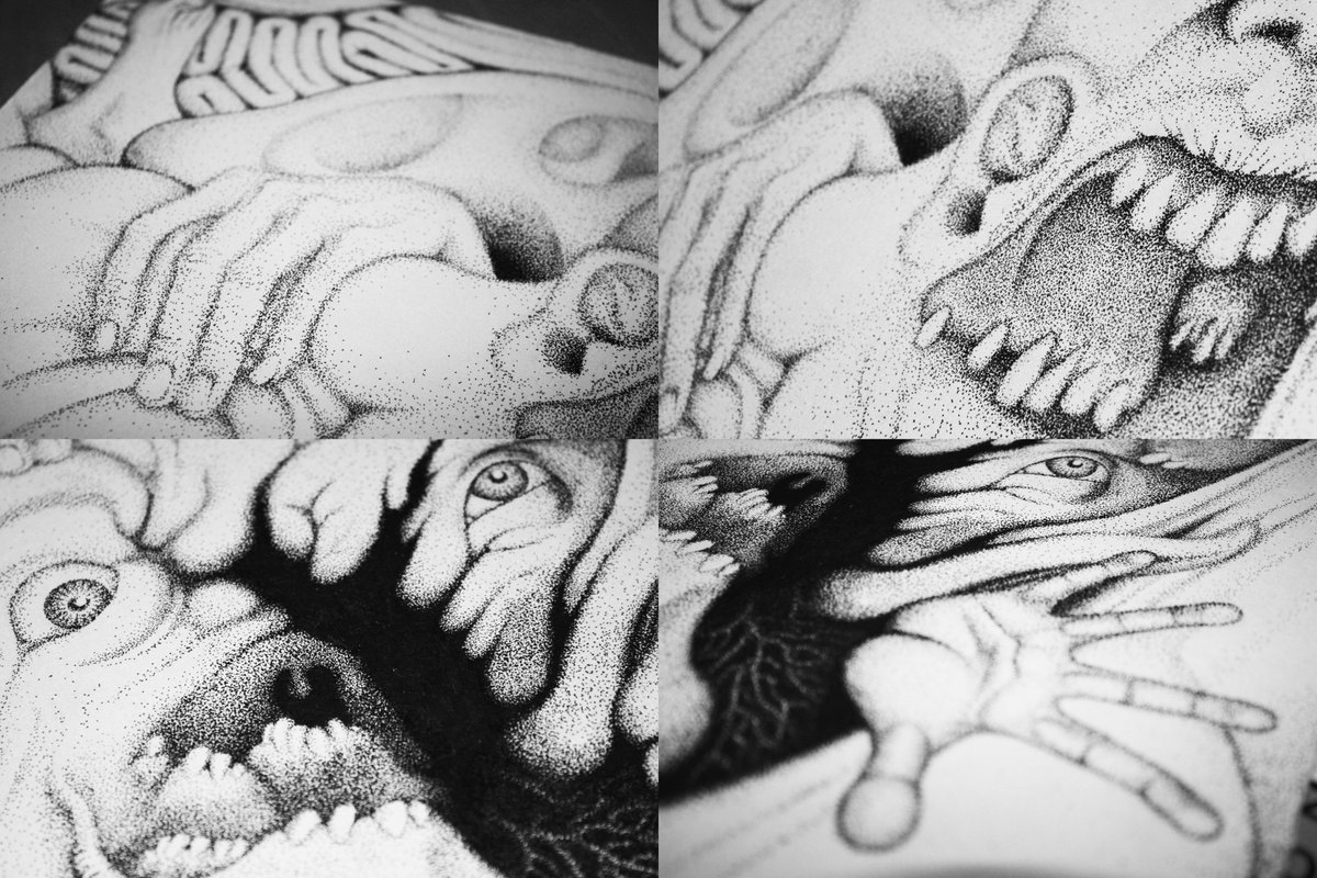 iranonsound's tweet photo. Too many dots... My wrist is on fire !
#artwork #organic #wip #deathmetal #demenseed #growing #darkness https://t.co/gJAZ2MML26