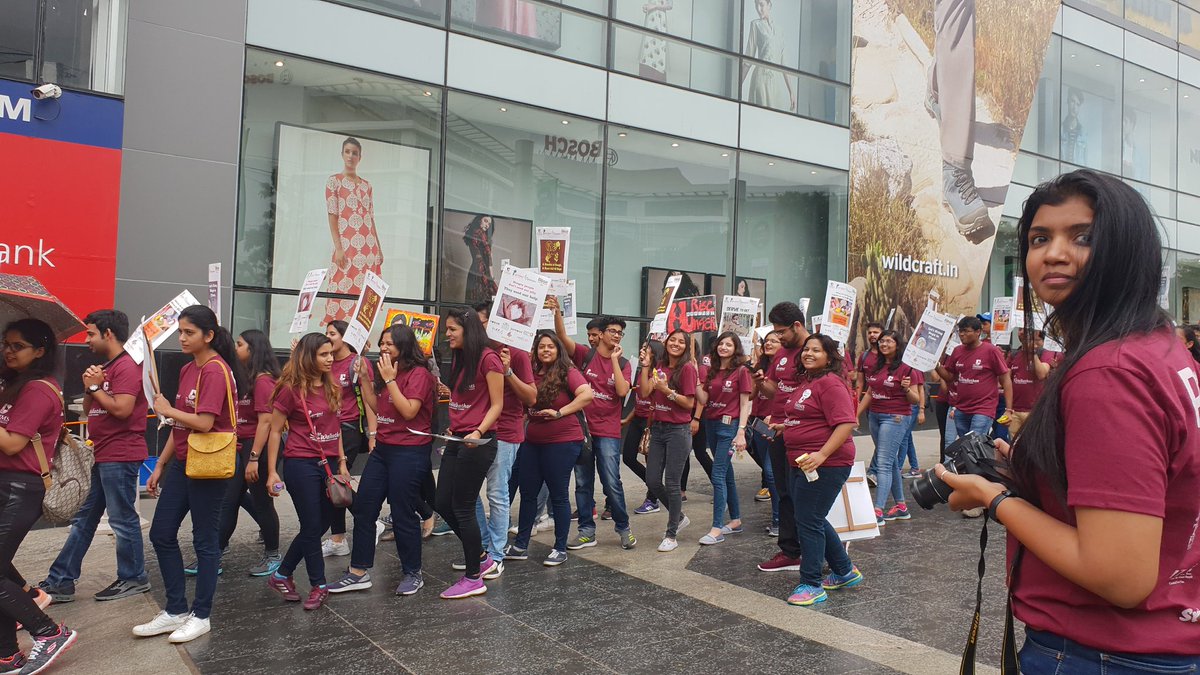 DolaMohapatra's tweet photo. Students #risingagainsthunger and raising awareness through street play and Walkathon. Social action in full display. 

@nmimsblr https://t.co/v691p87ycX