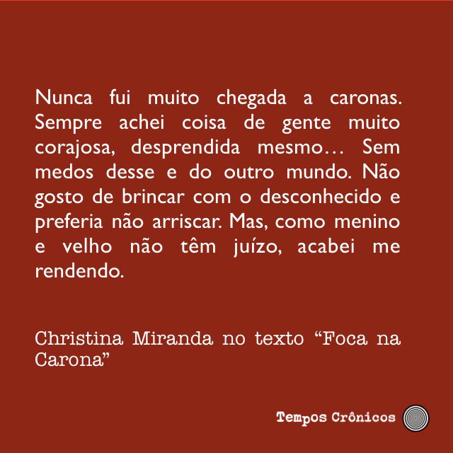 temposcronicos's tweet photo. E você? É caroneiro? Vem saber sobre a experiência de Christina Miranda! 🚗🤓 https://t.co/fB76VdBfTk