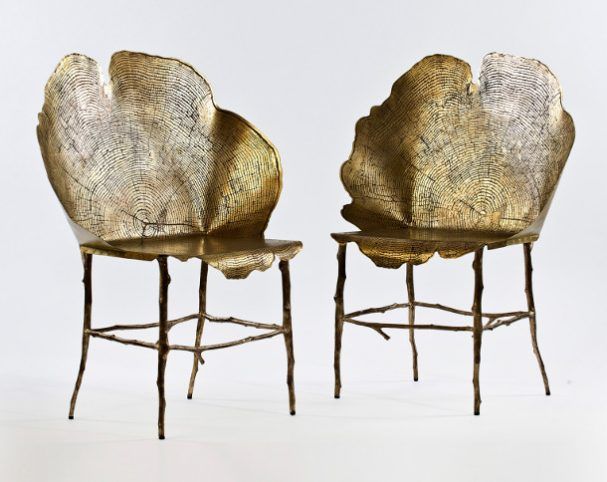Bronzen stoelen met boomstronk patronen - EYEspired eyespired.nl/bronzen-stoele…