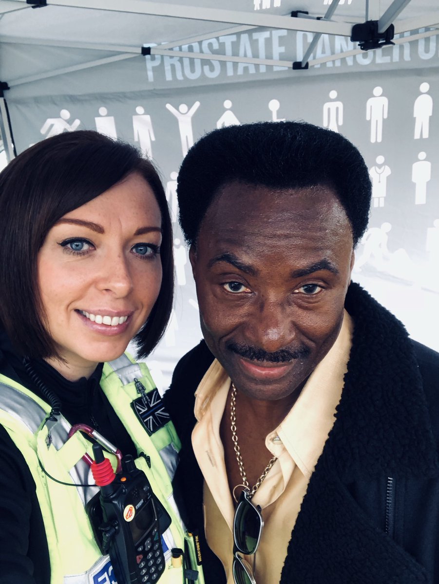 LozellsWMP's tweet photo. PC Walsh returns for one day in a rainy #HandsworthPark and continues her shameless Celebrity Selfie collection! #YesPatrick #WiggleAndWind #Donchez #BritainsGotTalent @SimmerDownFest https://t.co/X8MuBpooa6