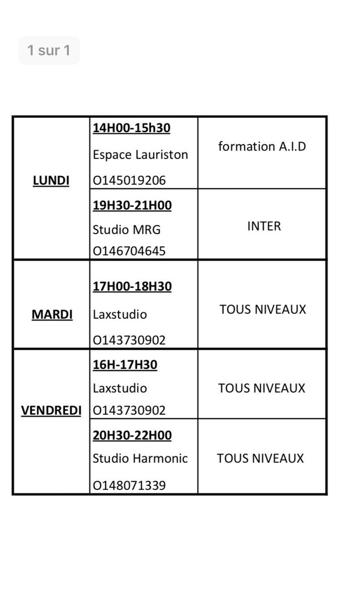 Voici le planning des cours À partir du 3 septembre 💋
Hâte de vous y retrouver 🤗