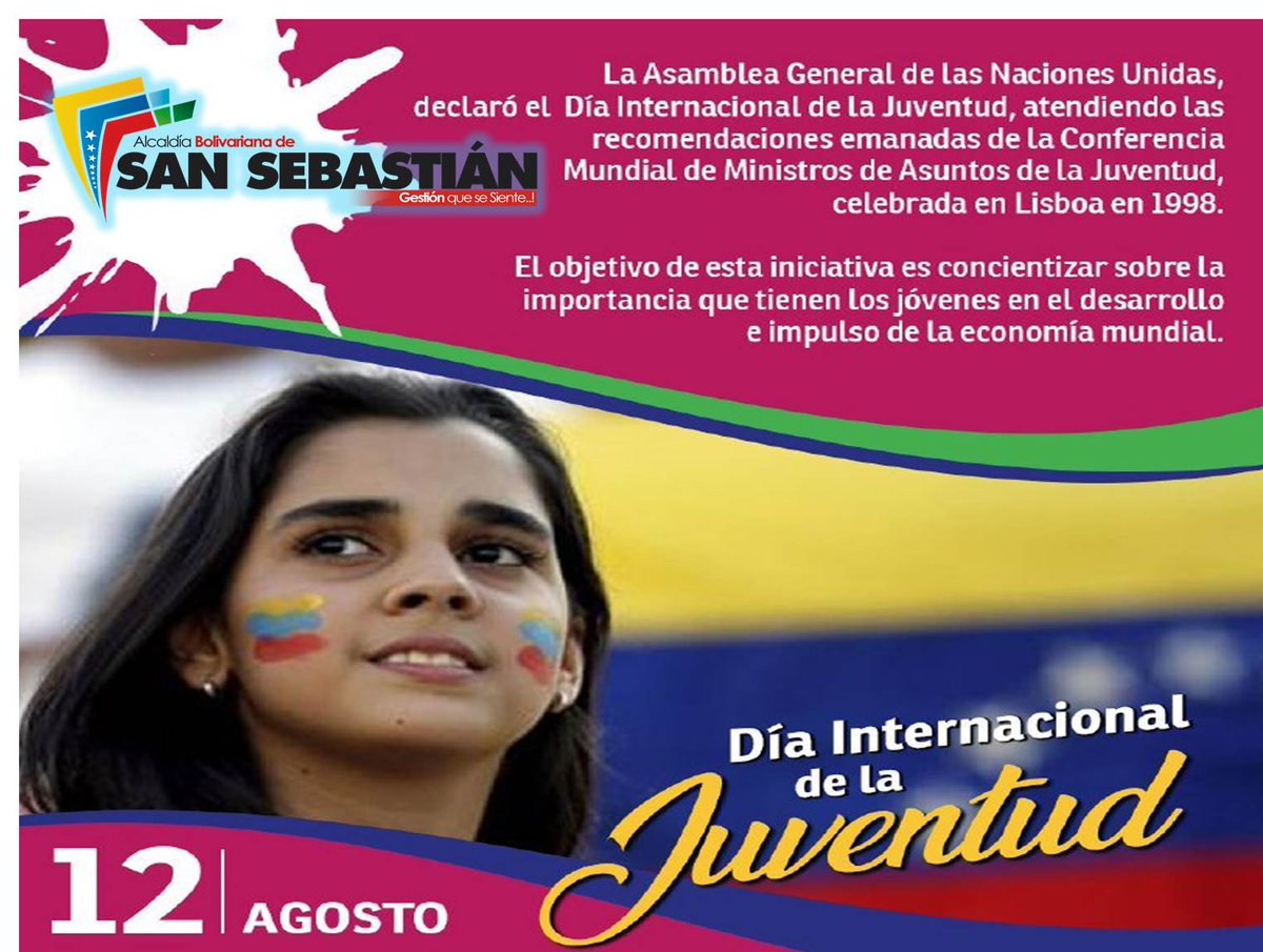 Desde 1999 dos hechos históricos conmovieron el mundo. De la mano del pueblo venezolano se refrendó una nueva Constitución, y en la ONU se decretó el #12Ago como Día Internacional de la Juventud con el fin de promover la resolución de conflictos que aquejan nuestra sociedad.