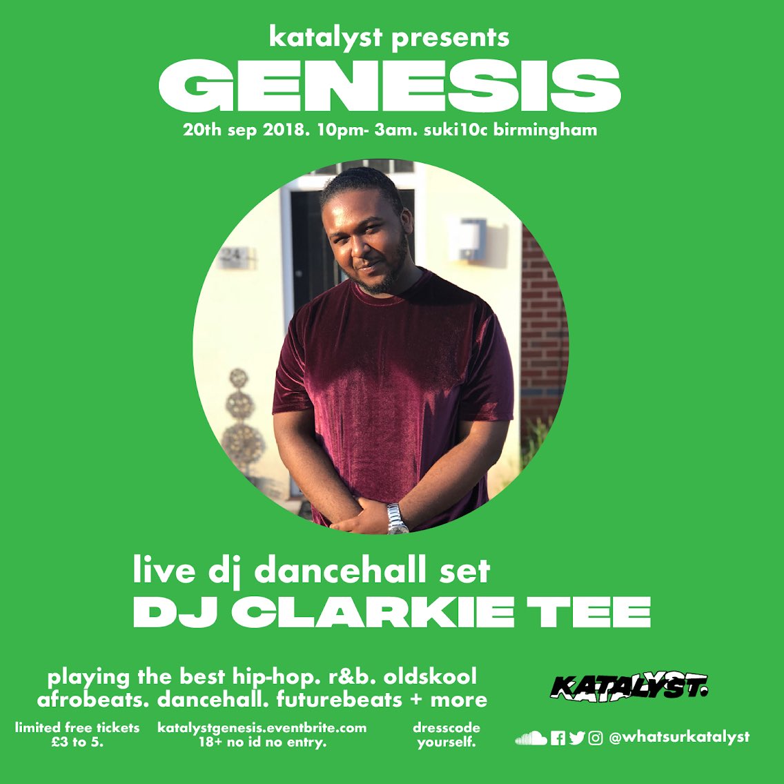 whatsurkatalyst's tweet photo. . @ClarkieTeeDJ will be playing the best dancehall set at GENESIS. Get you tickets before it’s too late!!

https://t.co/bWujK8gWJh https://t.co/JHfQFrFeEW