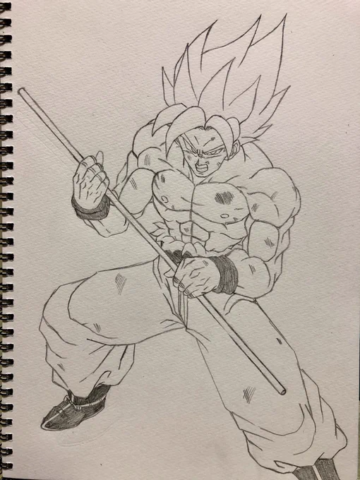 @DRAGONBALLjgad さんの如意棒悟空超サイヤ人描きました!
だいぶ元絵と変わっちゃったね笑笑 